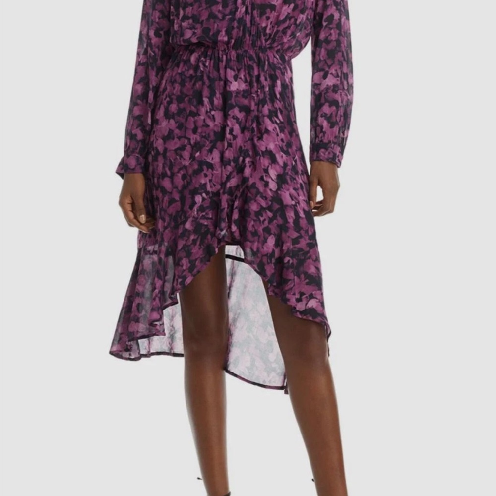 Bella Dahl Women's Purple Vera V-Neck Floral Print Dress